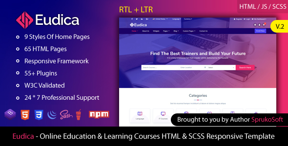 Eudica – Online Education Courses HTML Template