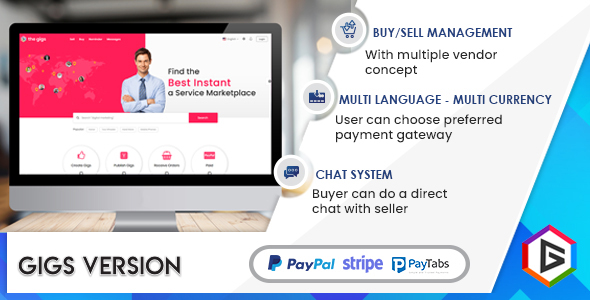 Thegigs –  Freelance Marketplace Script with admin panel