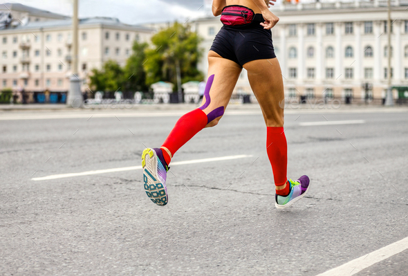 legs girl runner in compression socks