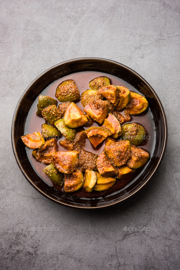 Indian Homemade Raw Mango Pickle Or m Ka Achar Or Kairi Loncha In A Bowl Stock Photo By Stockimagefactory