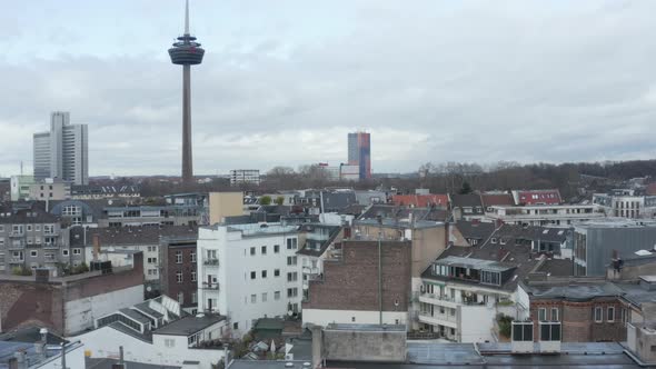 Multistorey Apartment Buildings in Urban Borough and Tall Colonius Telecommunications Tower in alt