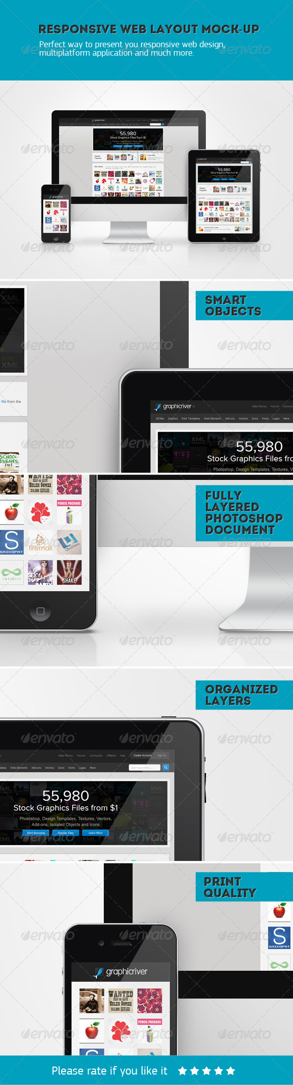 Responsive Web Layout Mockup - Multiple Displays