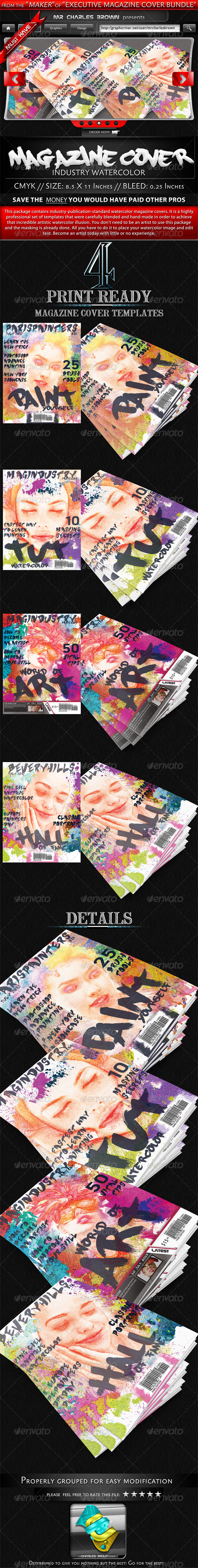 Industry Watercolor Magazine Cover Templates