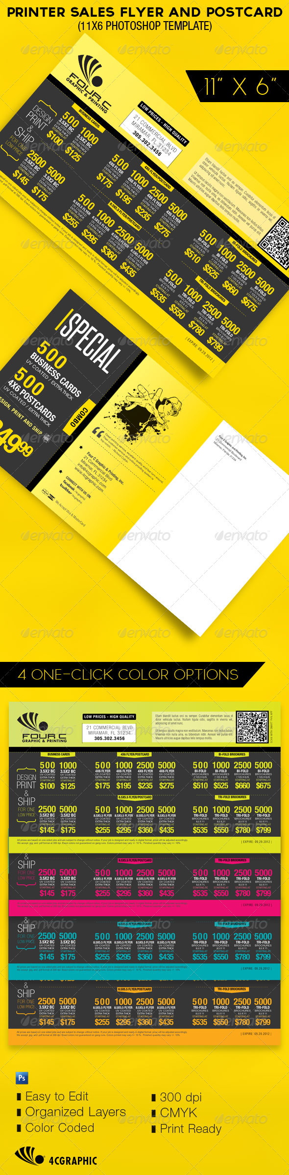 Printer Flyer Postcard Template - Commerce Flyers