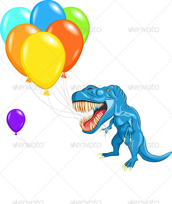 Vector Happy Blue Dinosaur Tyrannosaurs