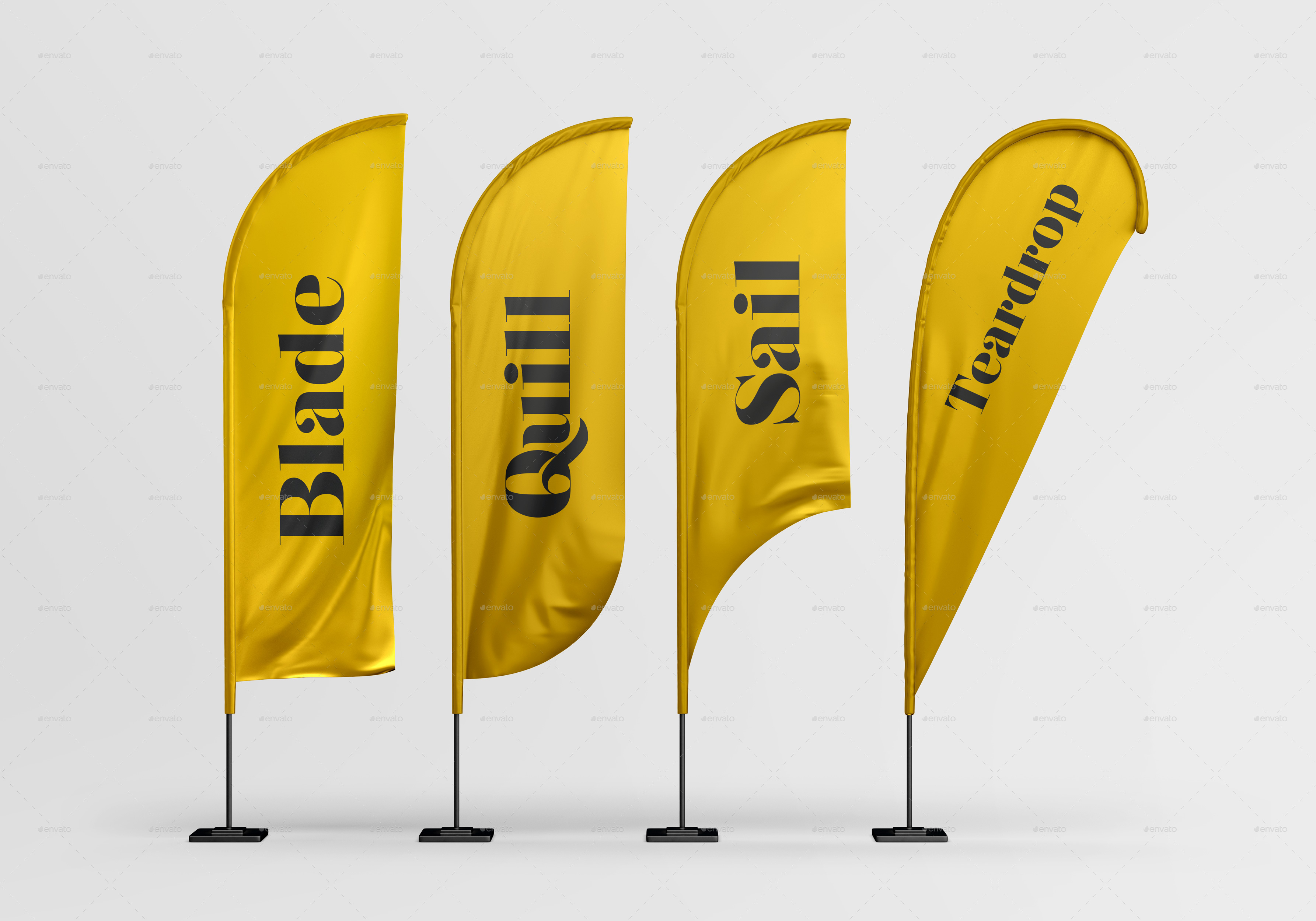 Feather Flags Mockup Set, Graphics | GraphicRiver