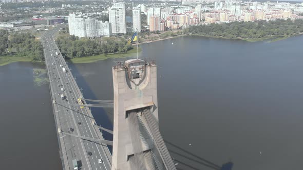 North Bridge Over the Dnipro River. Kyiv, Ukraine. Aerial View alt