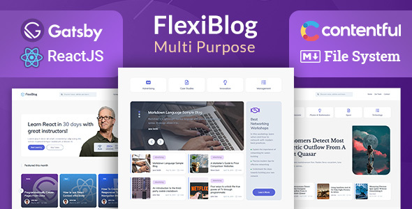 FlexiBlog React Gatsby Multipurpose Blog Theme by ElegantStack