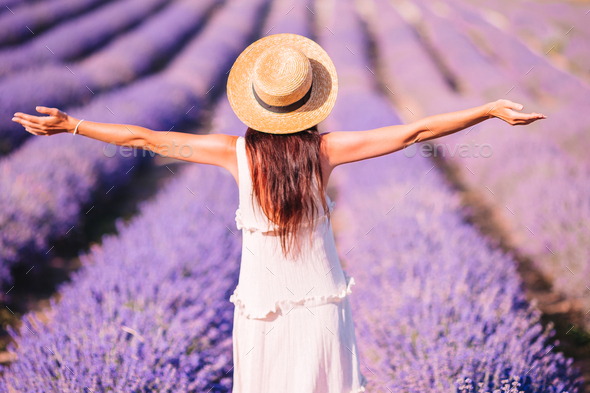 white dress with lavender flowers