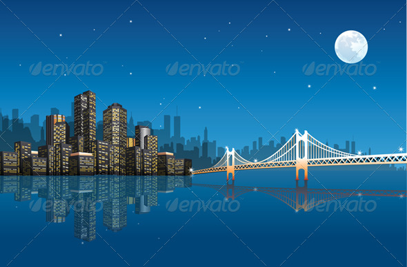 Vector City At Night