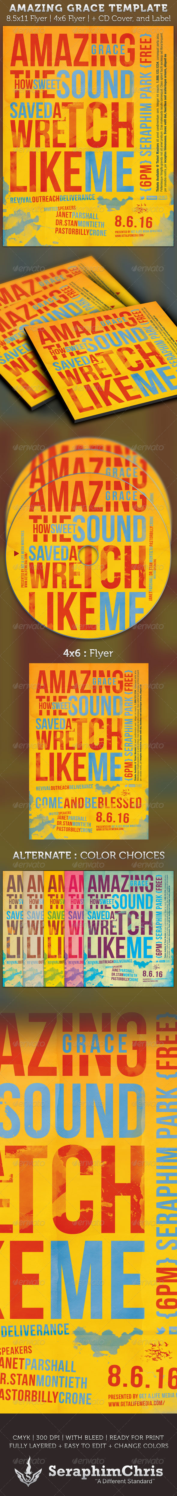 Amazing Grace Flyer and CD Artwork Template - Church Flyers