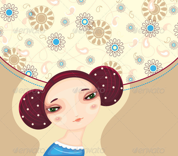 Girl Face Flower Cover - People Characters