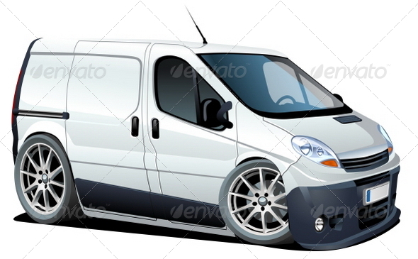 Cartoon Delivery Van - Man-made Objects Objects