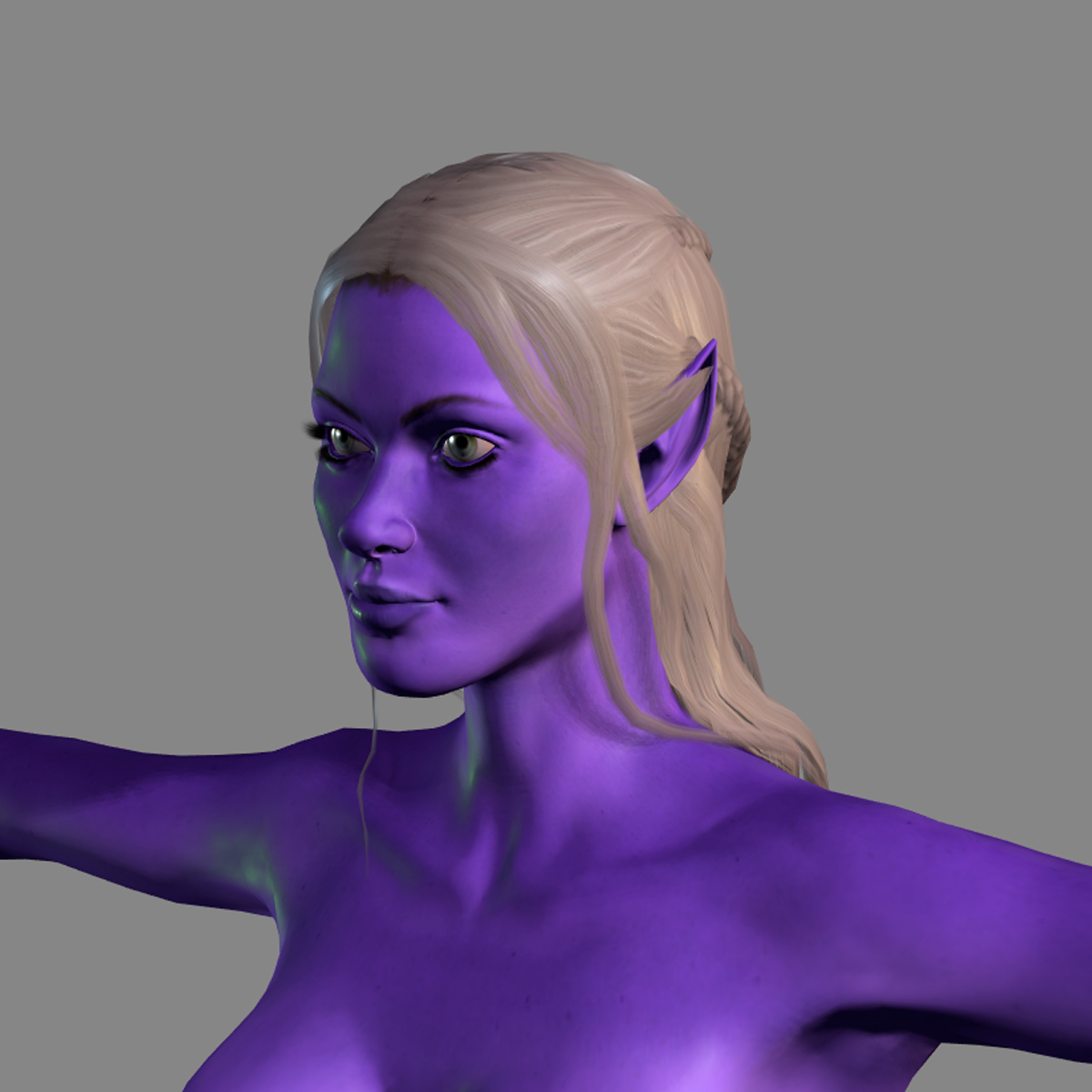 Animated Naked Elf WomanRigged 3d Game Character