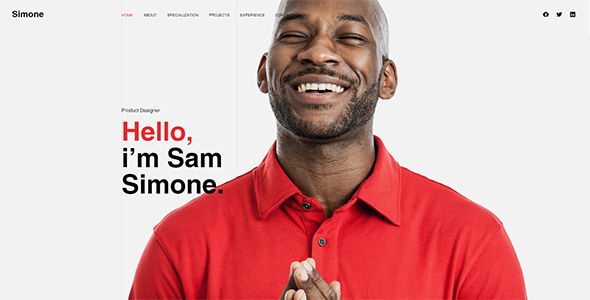 Excellent Simone - Onepage Personal CV/Resume HTML Template