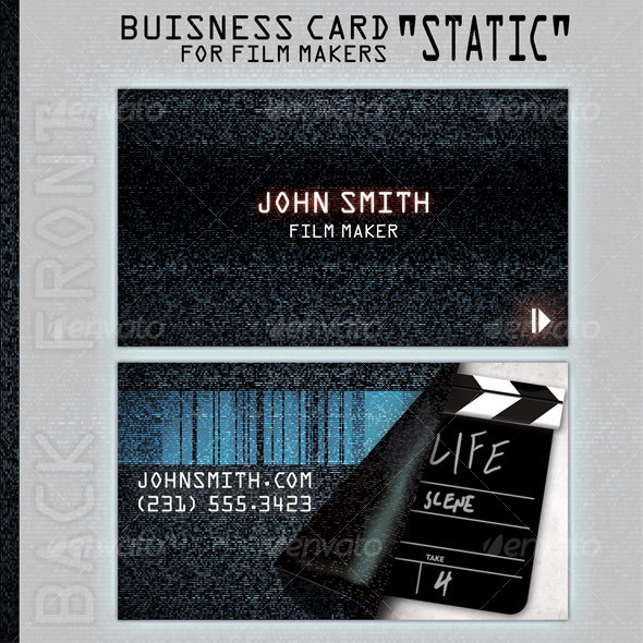 Business Card "Static" for people in film business - Grunge Business Cards