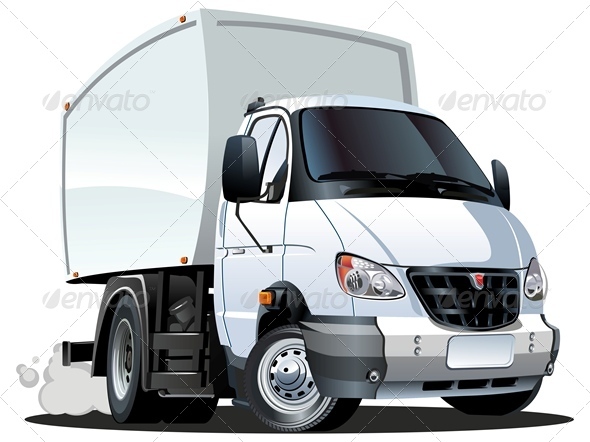 Vector Cartoon Cargo Truck - Man-made Objects Objects