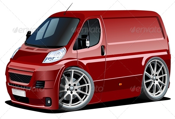 Vector Cartoon Delivery Van - Man-made Objects Objects