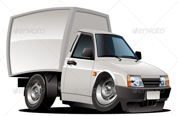 Cartoon Delivery Cargo Van - Man-made Objects Objects