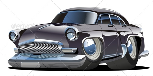 Cartoon Retro Car - Man-made Objects Objects