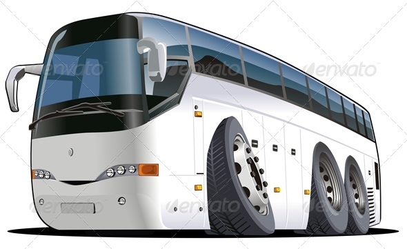 Vector Cartoon Tourist Bus - Travel Conceptual