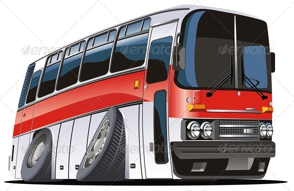 Vector Cartoon Tourist Bus - Travel Conceptual