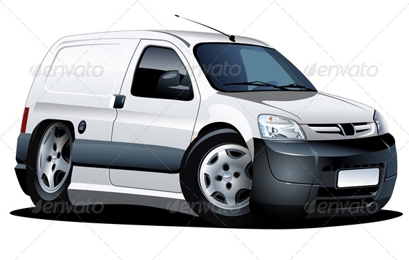 Cartoon Delivery Van - Man-made Objects Objects