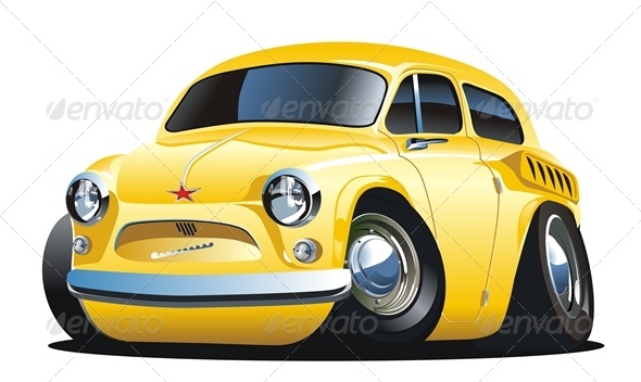 Cartoon Retro Car - Man-made Objects Objects
