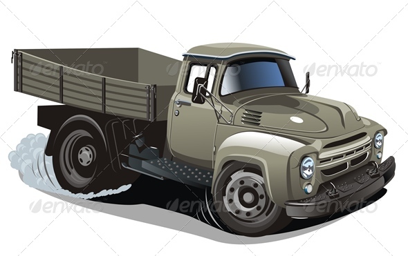 Cartoon Flatbed Truck - Man-made Objects Objects