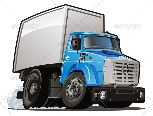 Vector Cartoon Cargo Truck - Man-made Objects Objects