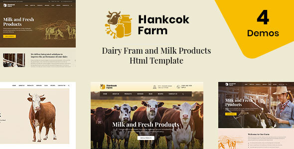 Fabulous Hankcok - Dairy Farm and Milk Products HTML Template