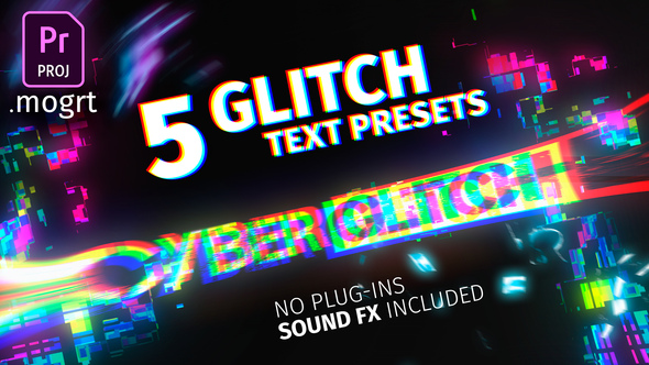 5 Glitch Title Presets For Premiere Pro MOGRT
