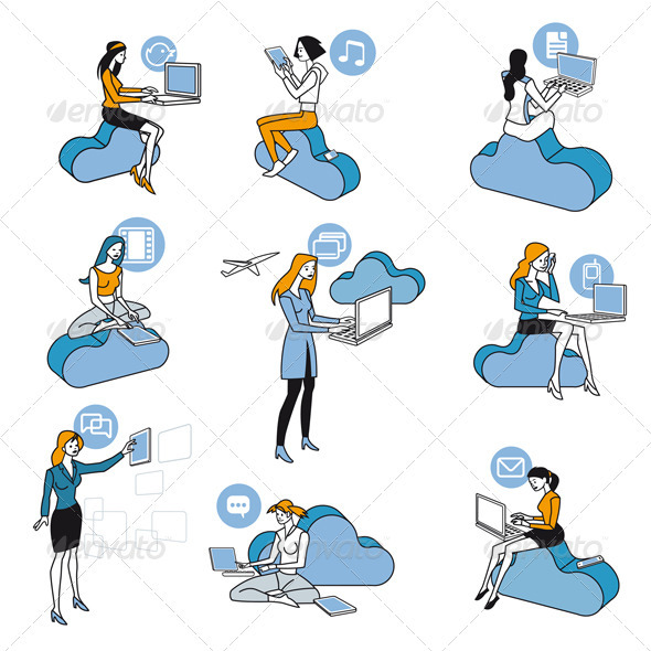 Cloud Computing Blue Girls Set - Communications Technology