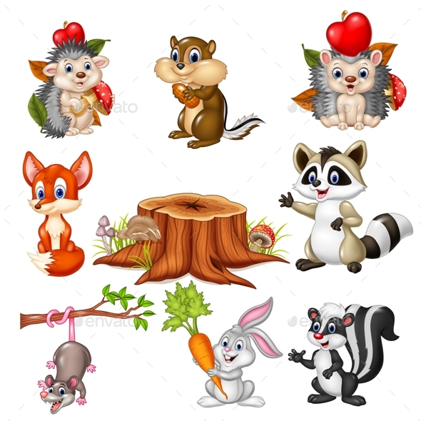 Cartoon Wild Animals Vector Set, Vectors | GraphicRiver