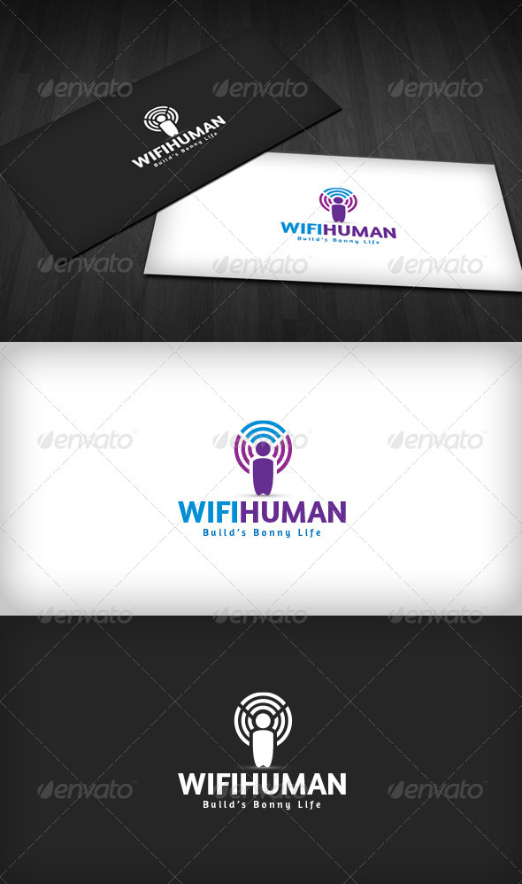 Wifi Human Logo - Vector Abstract