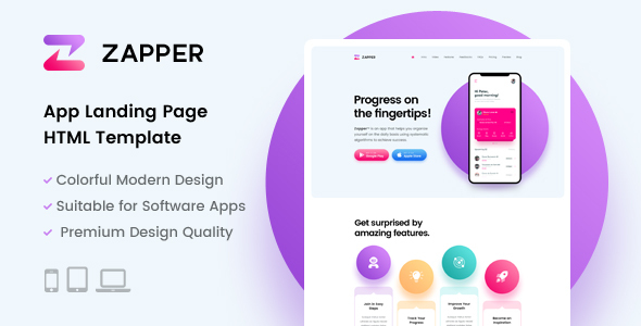 Extraordinary Zapper – App Landing Page HTML Template