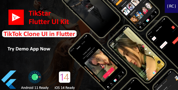 TikTok Clone App UI in Flutter Template - Short Video Streaming App UI Template in Flutter