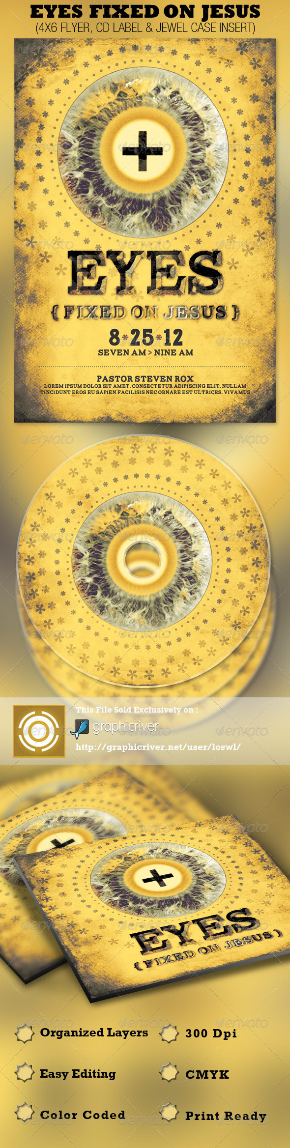 Eyes Fixed on Jesus Church Flyer and CD Template - Church Flyers