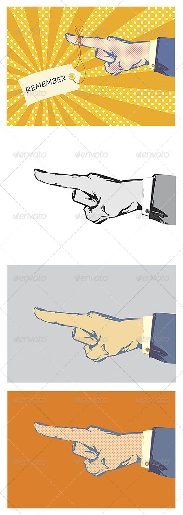 4 Hand and Finger Pointer Vectors - Retro Technology