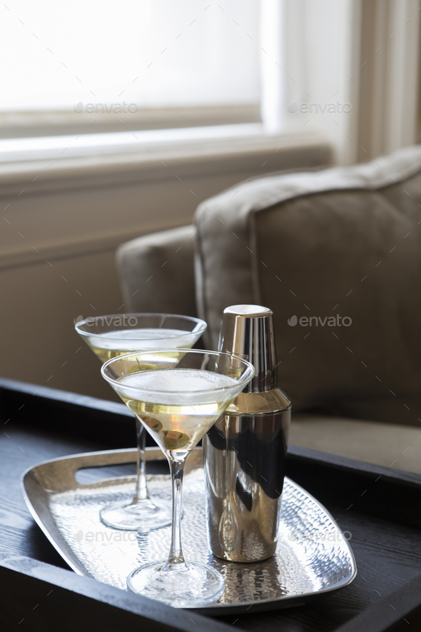 54253,Martinis on tray in modern living room