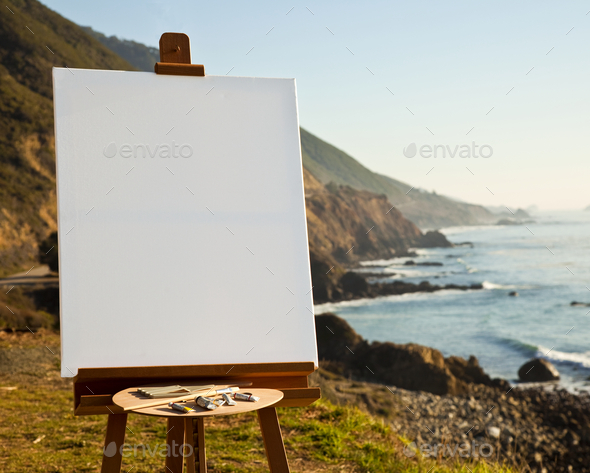 50024,Artist Easel and Canvas on Bluff