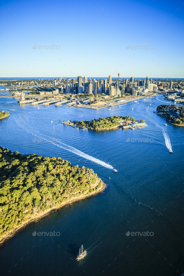 54919,Aerial view of Sydney cityscape, Sydney, New South Wales, Australia - Stock Photo - Images