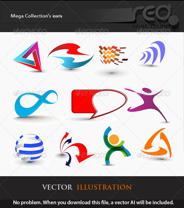 Set of Modern 3d Vector Icon - Web Elements Vectors