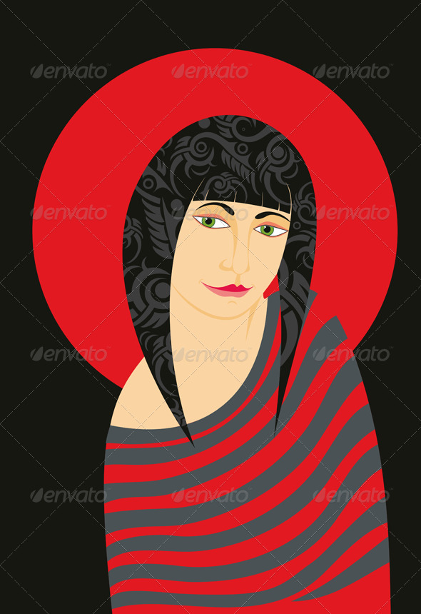 Girl Red Striped Dress - People Characters