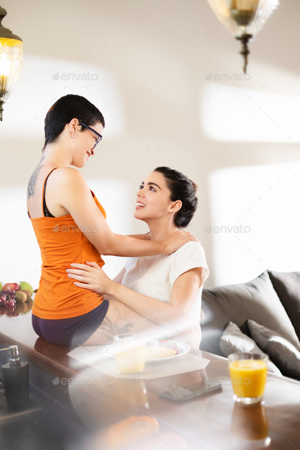 Young Lesbian Couple Showing Affection And Romance Stock Photo By Engagestock