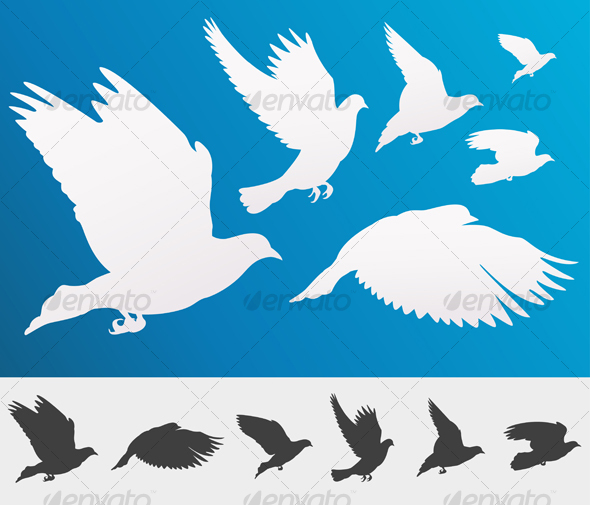 Graceful flying white doves - Organic Objects Objects
