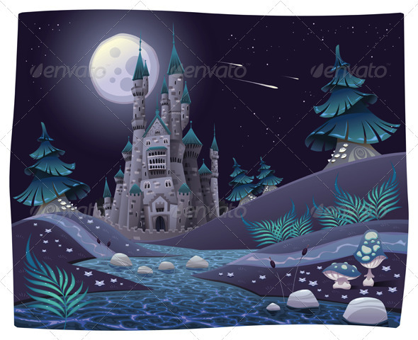 Nightly panorama with castle. - Landscapes Nature
