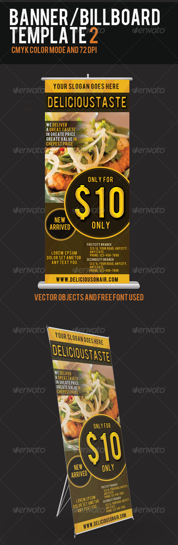 Restaurant Billboard or Banner Template 2 - Signage Print Templates