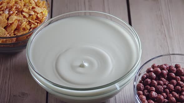 Drop of Milk Falls Into a Glass Bowl