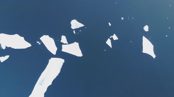 Top View of Ice Floes Floating on the River alt